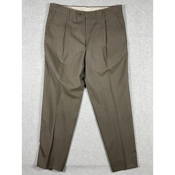 Burberry London 100% Wool Brown Striped Men's Blazer Sport Jacket 40R + Pants - Picture 10 of 14